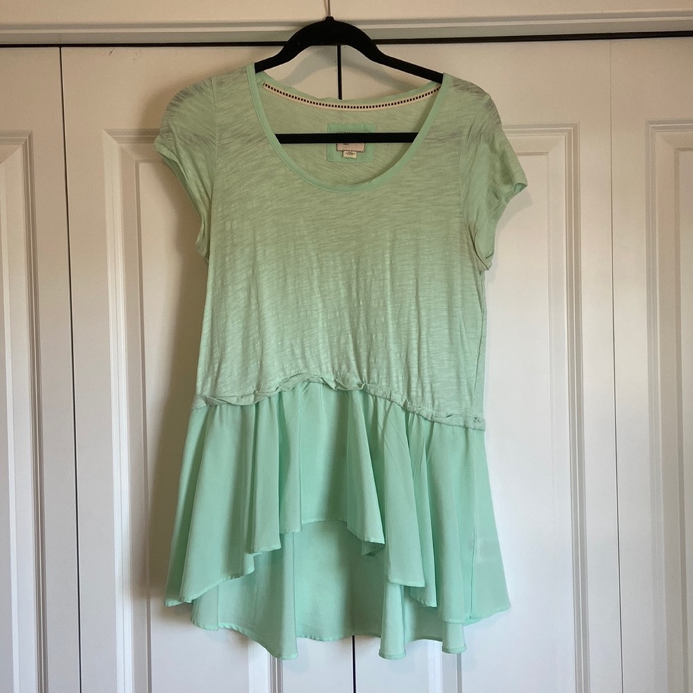 Robin Blue Ruffle High-low Tee